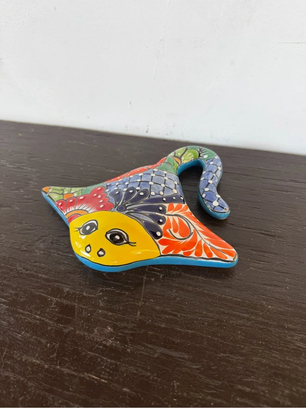Hand-Painted Multicolor Talavera Stingray Wall Decor